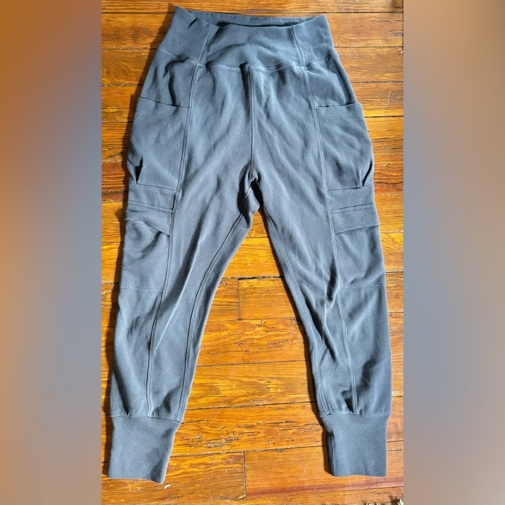 Halara Waffle Knit Grey Slate Harem Cargo Jogger Pants